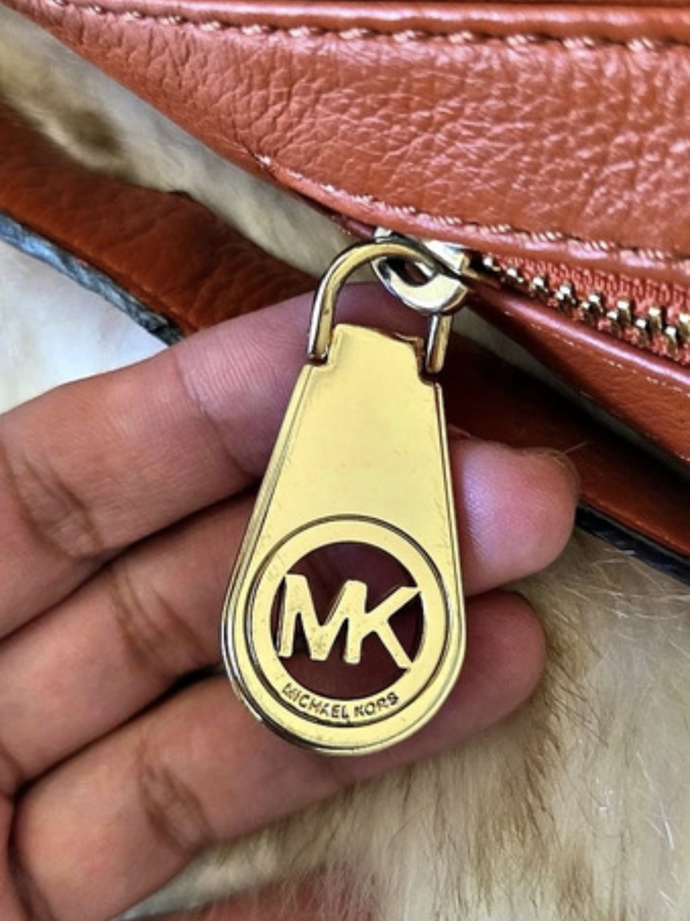 Michael Kors Leather-Look Orange Hobo Bag - Picture 9 of 9